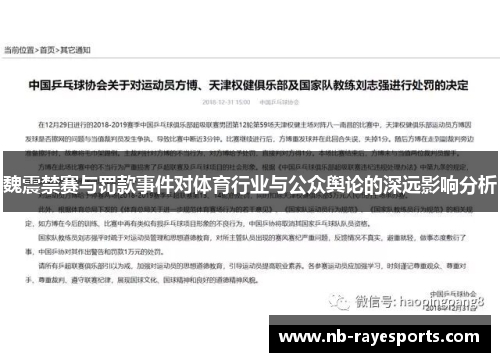 魏震禁赛与罚款事件对体育行业与公众舆论的深远影响分析 魏震禁赛与罚款事件对体育行业与公众舆论的深远影响分析